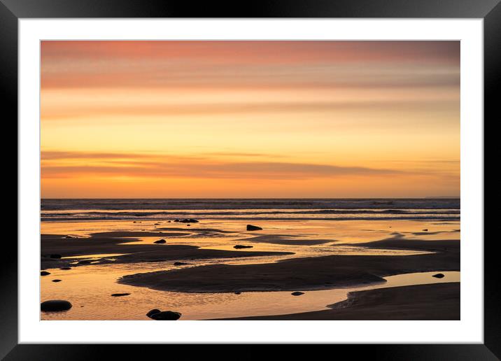 Beach sunset Afterglow Framed Mounted Print by Tony Twyman