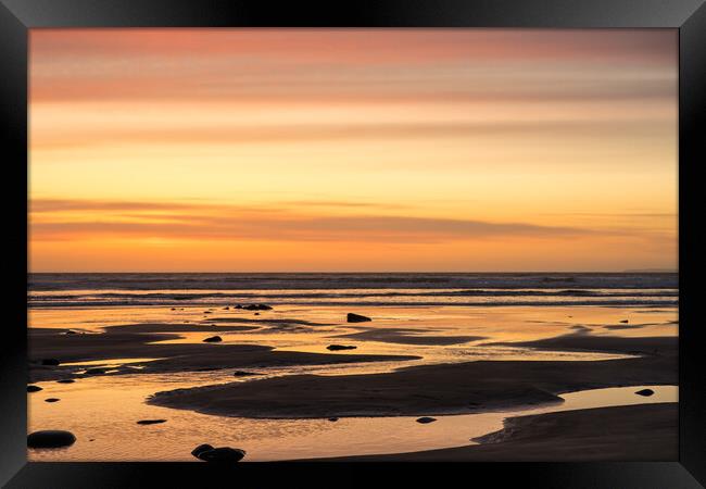 Beach sunset Afterglow Framed Print by Tony Twyman