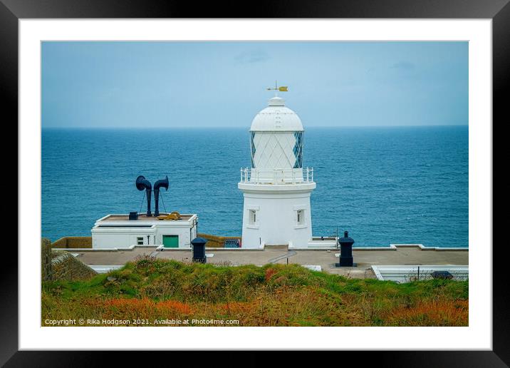 Pendeen Lighthouse, Cornwall Coast, England Framed Mounted Print by Rika Hodgson