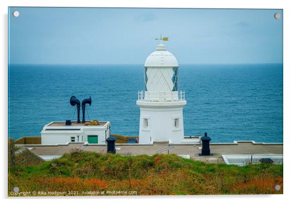 Pendeen Lighthouse, Cornwall Coast, England Acrylic by Rika Hodgson