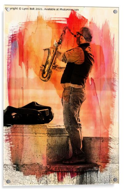 The Saxophonist Acrylic by Lynn Bolt