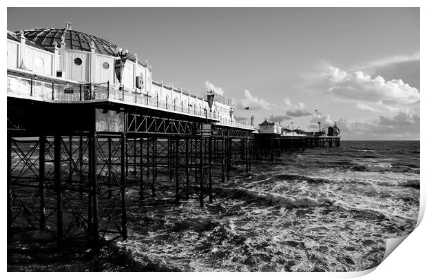 Palace Pier Brighton in black and white Print by Neil Overy