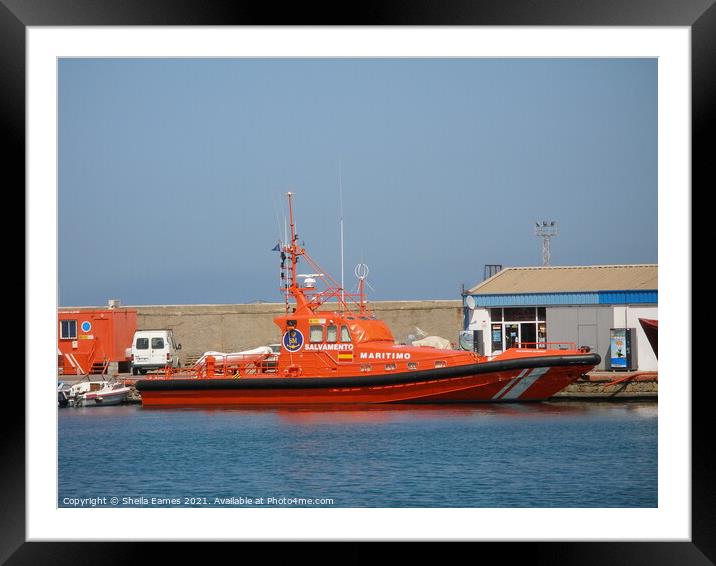 The Lifeboat at Garrucha Port, Spain. Framed Mounted Print by Sheila Eames
