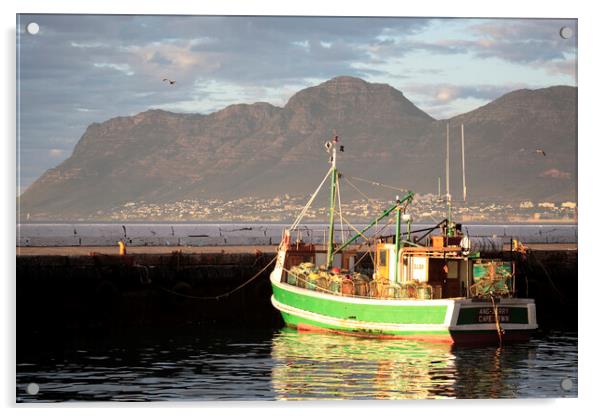 Fishing Boats at Dawn, Kalk Bay, South Africa Acrylic by Neil Overy