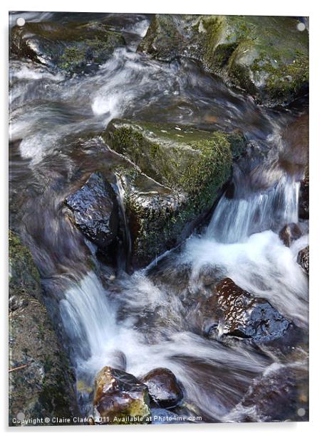 Cascading Rocks, Glenoe, Carrickfergus Acrylic by Claire Clarke