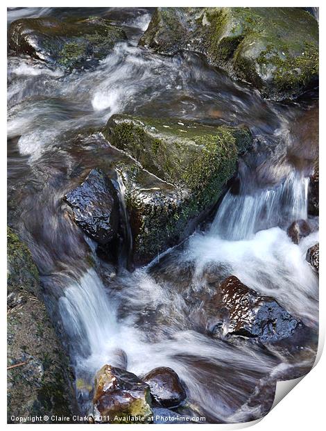 Cascading Rocks, Glenoe, Carrickfergus Print by Claire Clarke