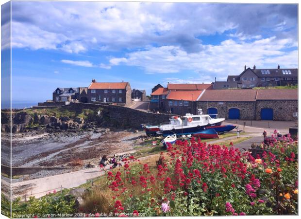 Craster Harbour Canvas Print by Simon Marlow