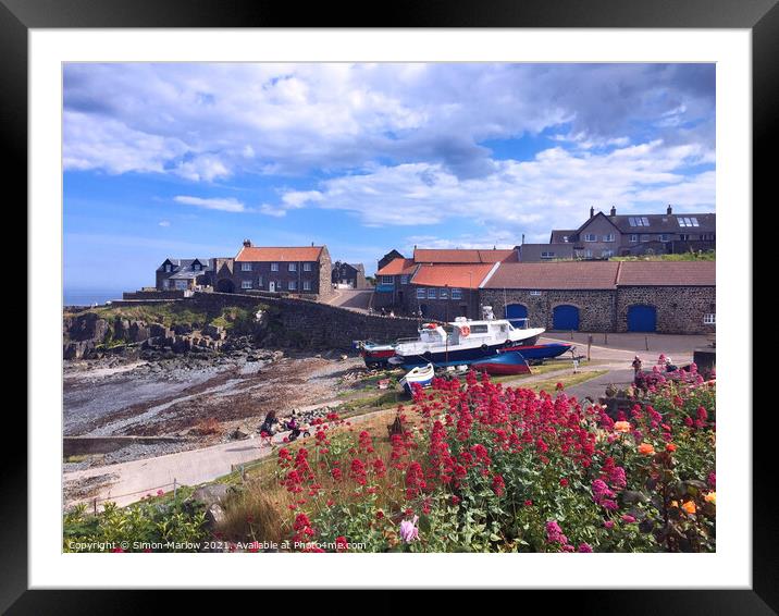 Craster Harbour Framed Mounted Print by Simon Marlow