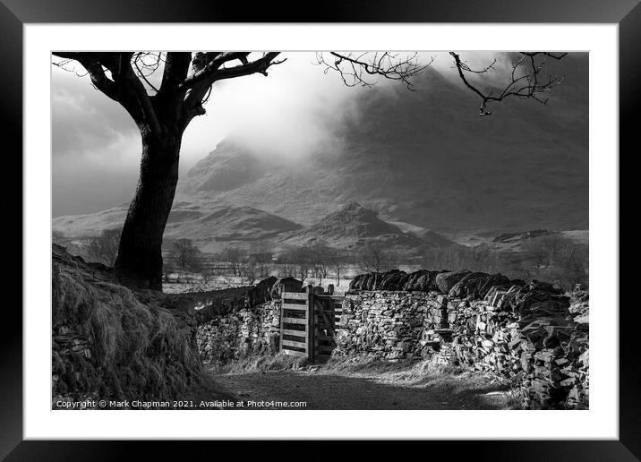 Dark skies over country lane, Little Langdale, Cumbria Framed Mounted Print by Photimageon UK