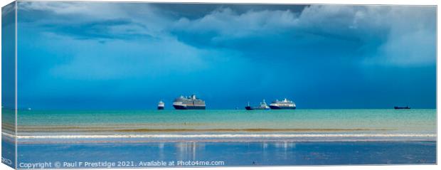 Cruise Liners off Goodington Beach Panorama Canvas Print by Paul F Prestidge
