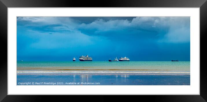 Cruise Liners off Goodington Beach Panorama Framed Mounted Print by Paul F Prestidge