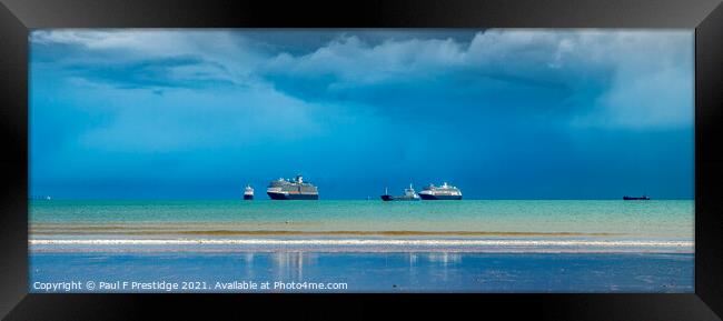 Cruise Liners off Goodington Beach Panorama Framed Print by Paul F Prestidge