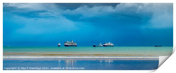 Cruise Liners off Goodington Beach Panorama Print by Paul F Prestidge