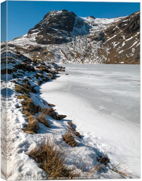 Stickle Tarn and Harrison Stickle in Winter, Cumbria Canvas Print by Photimageon UK