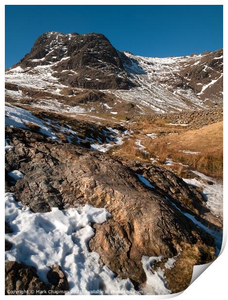Harrison Stickle In Winter, Cumbria Print by Photimageon UK