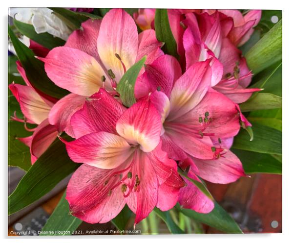 Radiant Pink Alstroemeria Bouquet Acrylic by Deanne Flouton