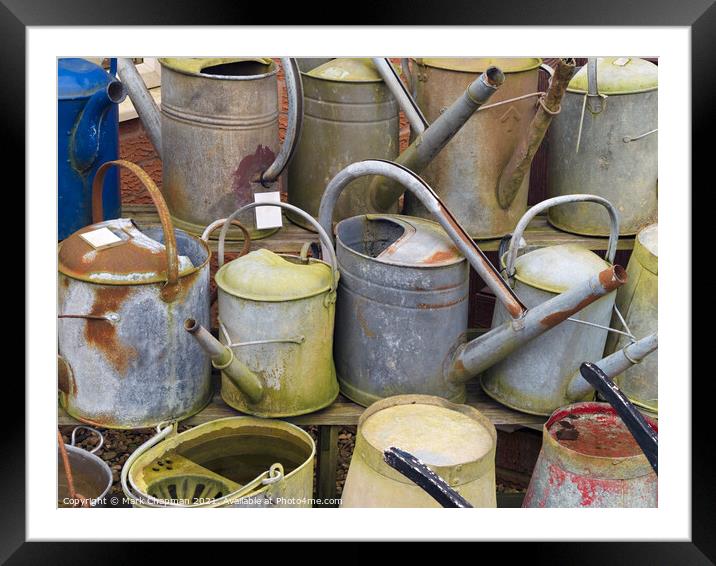 Assorted old metal watering cans and buckets Framed Mounted Print by Photimageon UK