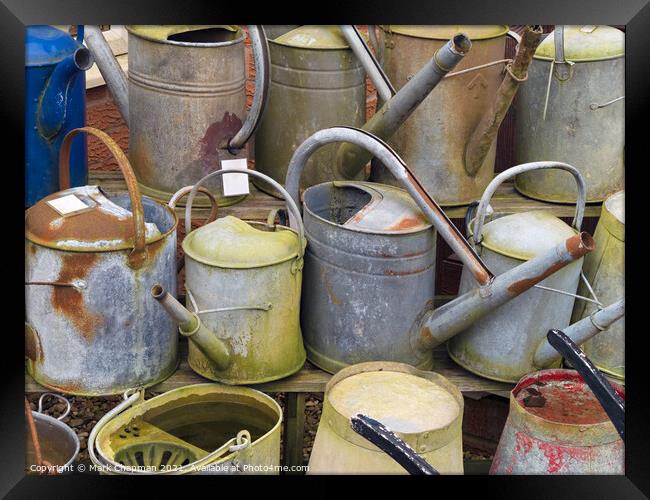 Assorted old metal watering cans and buckets Framed Print by Photimageon UK