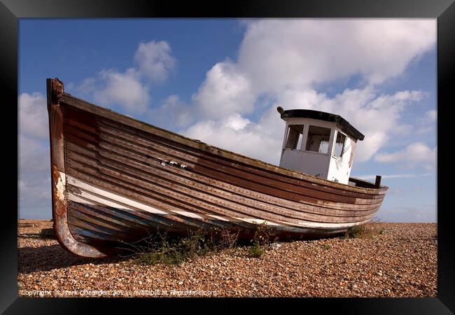 Old wooden fishing boat on beach, Eastbourne Framed Print by Photimageon UK