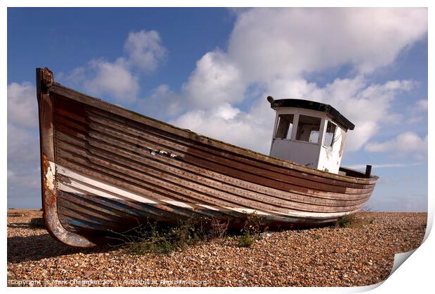 Old wooden fishing boat on beach, Eastbourne Print by Photimageon UK