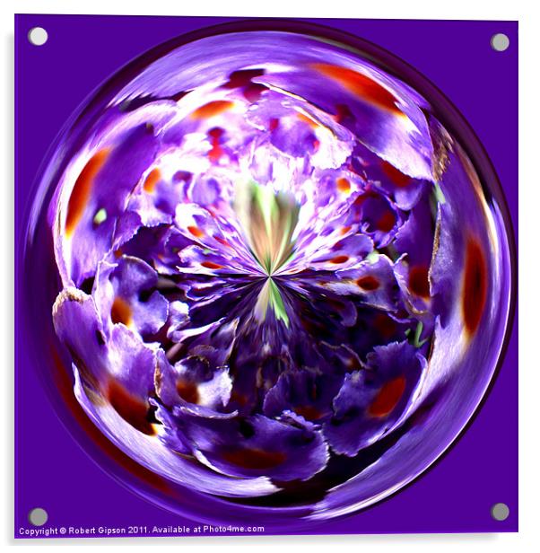 Spherical Paperweight Buddleja Acrylic by Robert Gipson