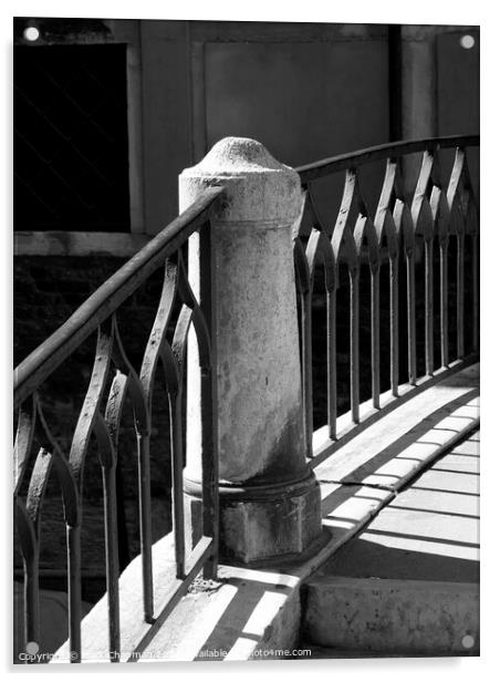 Sunlit bridge railings, Venice Acrylic by Photimageon UK