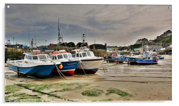 Low Tide At Newquay Harbour. Acrylic by Neil Mottershead