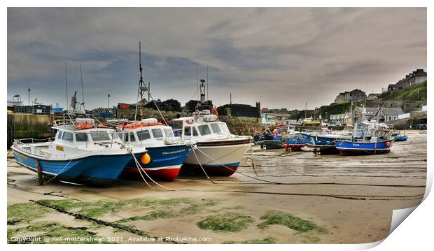 Low Tide At Newquay Harbour. Print by Neil Mottershead