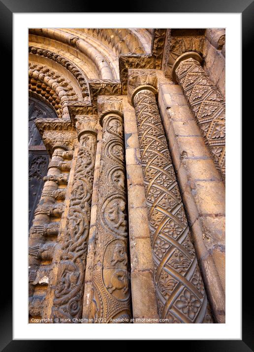 Ornate carved stone pillars, Lincoln Cathedral Framed Mounted Print by Photimageon UK