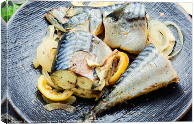 Delicious steamed mackerel,close up Canvas Print by Mykola Lunov Mykola
