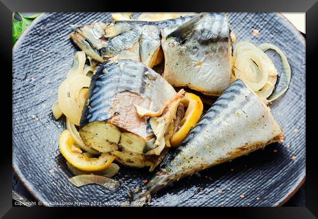 Delicious steamed mackerel,close up Framed Print by Mykola Lunov Mykola