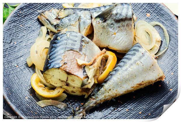 Delicious steamed mackerel,close up Print by Mykola Lunov Mykola