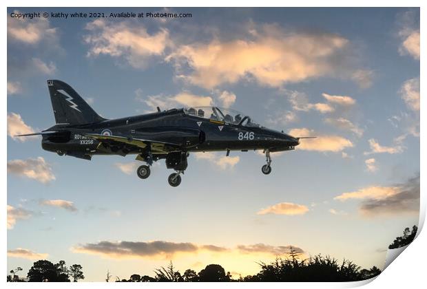 RAF Hawk T2 coming into land Cornwall southwest Print by kathy white