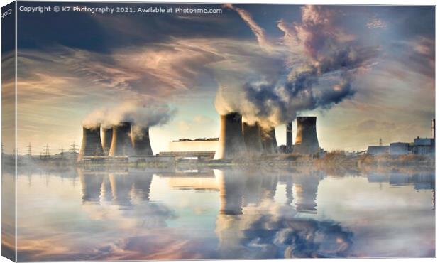 Mystical Mist at West Burton Power Station Canvas Print by K7 Photography