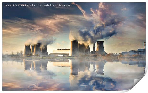 Mystical Mist at West Burton Power Station Print by K7 Photography