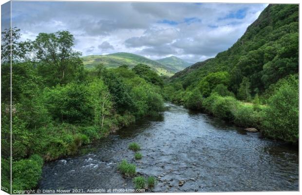 The River Glaslyn Snowdonia Canvas Print by Diana Mower