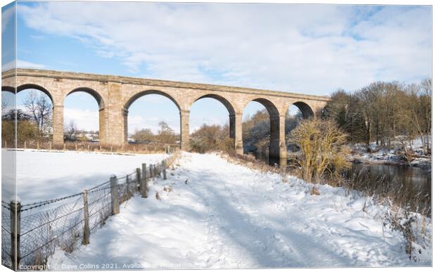 Roxburgh Viaduct over the Teviot River in winter snow, Scottish Borders Canvas Print by Dave Collins