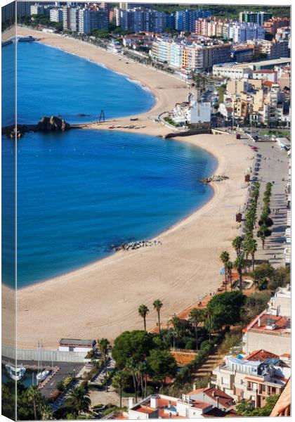 Beach And Blanes Town On Costa Brava In Spain Canvas Print by Artur Bogacki