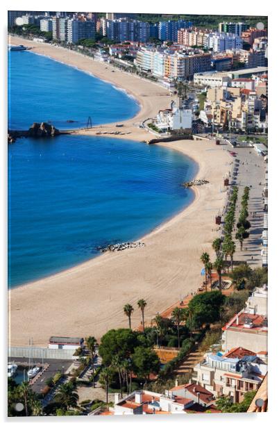 Beach And Blanes Town On Costa Brava In Spain Acrylic by Artur Bogacki