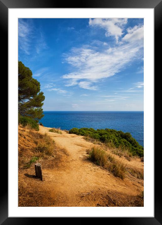 Costa Brava Cliff Top Trail at Mediterranean Sea Framed Mounted Print by Artur Bogacki