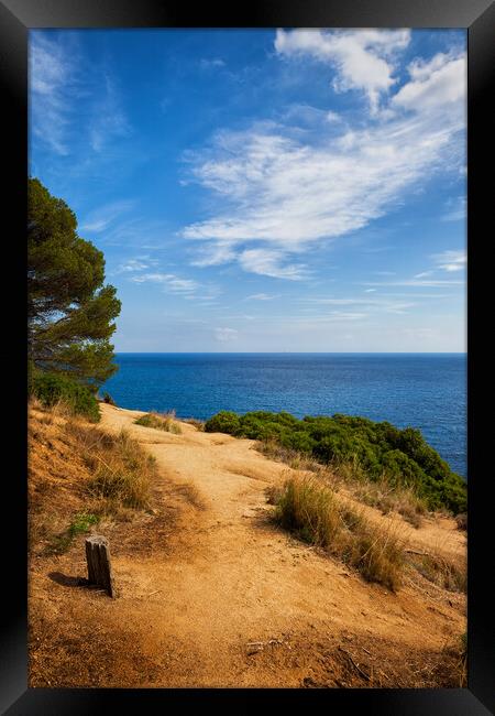 Costa Brava Cliff Top Trail at Mediterranean Sea Framed Print by Artur Bogacki