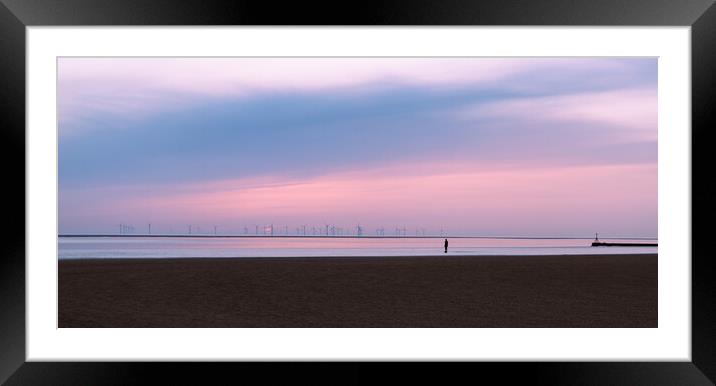Another Place panorama at dusk Framed Mounted Print by Jason Wells