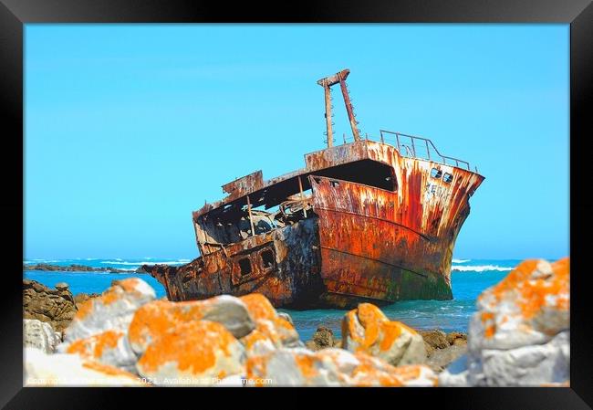Shipwreck Cape Augulhas South Africa Framed Print by Pieter Marais