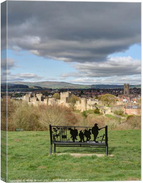 Overlooking The Town of Ludlow in Shropshire - Portrait Canvas Print by Philip Brown