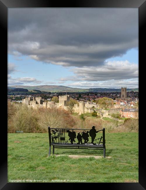 Overlooking The Town of Ludlow in Shropshire - Portrait Framed Print by Philip Brown