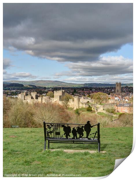 Overlooking The Town of Ludlow in Shropshire - Portrait Print by Philip Brown