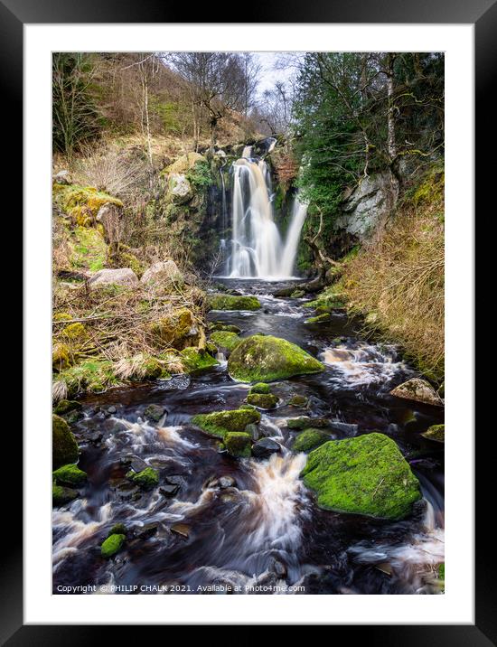 Posforth gyll falls in the Bolton abbey estate in the Yorkshire dales 446  Framed Mounted Print by PHILIP CHALK