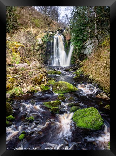 Posforth gyll falls in the Bolton abbey estate in the Yorkshire dales 446  Framed Print by PHILIP CHALK