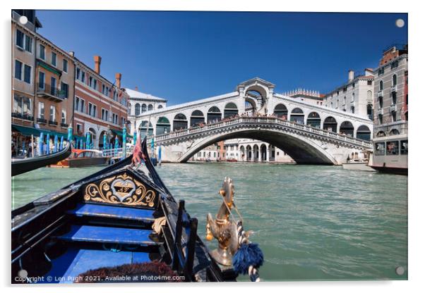 Grand Canal and the Rialto Bridge Venice Acrylic by Len Pugh