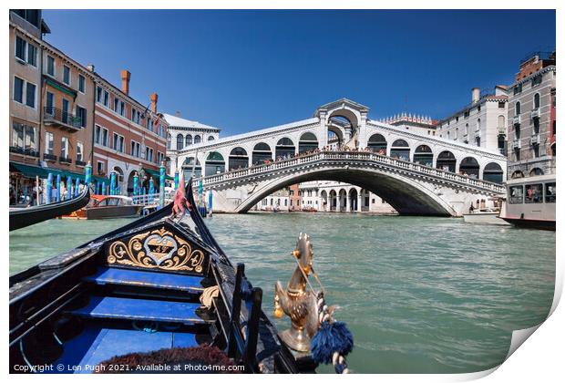 Grand Canal and the Rialto Bridge Venice Print by Len Pugh